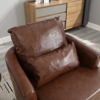 Comfy 360 Degree Swivel Barrel Accent Chair For Living Room, Nursery, Office, And Lounge In Black PU