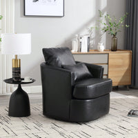 Comfy 360 Degree Swivel Barrel Accent Chair For Living Room, Nursery, Office, And Lounge In Black PU