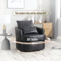 Comfy 360 Degree Swivel Barrel Accent Chair For Living Room, Nursery, Office, And Lounge In Black PU