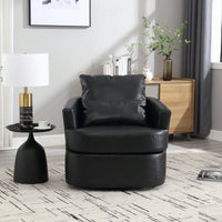 Comfy 360 Degree Swivel Barrel Accent Chair For Living Room, Nursery, Office, And Lounge In Black PU