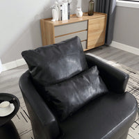 Comfy 360 Degree Swivel Barrel Accent Chair For Living Room, Nursery, Office, And Lounge In Black PU