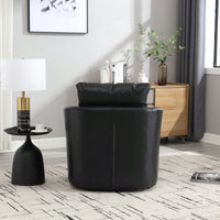 Comfy 360 Degree Swivel Barrel Accent Chair For Living Room, Nursery, Office, And Lounge In Black PU