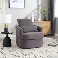 Comfy 360 Degree Swivel Barrel Accent Chair For Living Room, Nursery, Office, And Lounge In Black PU