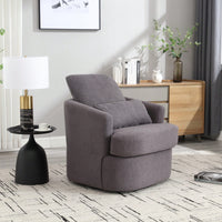 Comfy 360 Degree Swivel Barrel Accent Chair For Living Room, Nursery, Office, And Lounge In Black PU