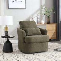 Comfy 360 Degree Swivel Barrel Accent Chair For Living Room, Nursery, Office, And Lounge In Black PU