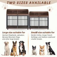 Heavy Duty Large Dog Crate Furniture With Lockable Wheels And Double Layer Storage For Medium To Large Dogs In Gray