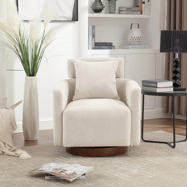 Ergonomic Living Room Chair With 360-Degree Rotation Multi-Gear Adjustable Backrest Soft Chenille Fabric