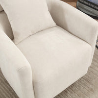 Ergonomic Living Room Chair With 360-Degree Rotation Multi-Gear Adjustable Backrest Soft Chenille Fabric