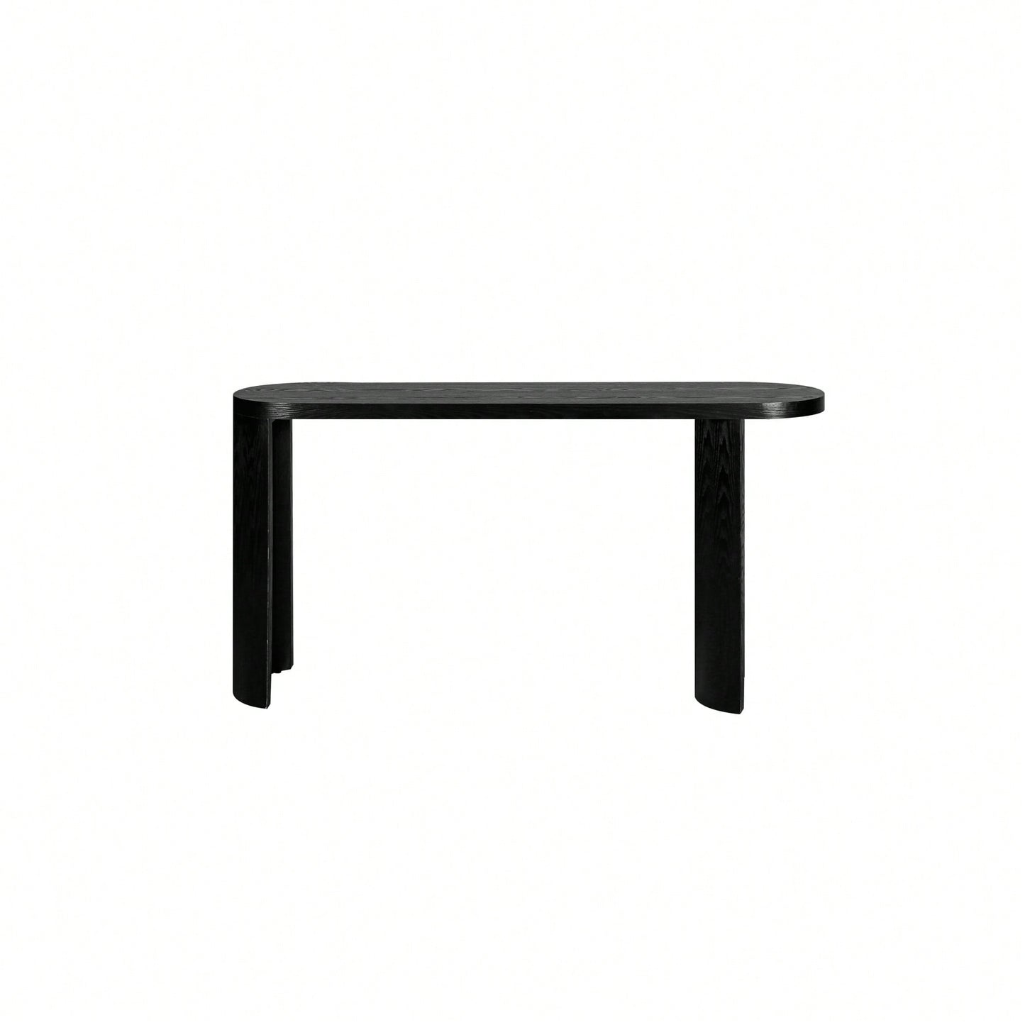 60 Inch Black Thick Top Entryway Table With Curved Legs For Sofa Or Hallway Installation