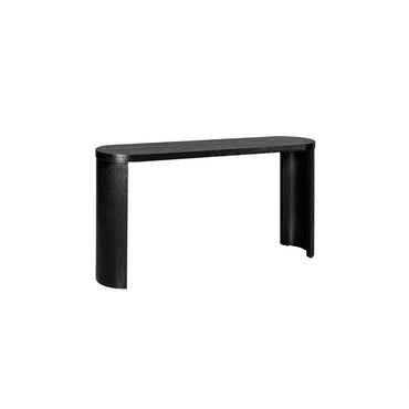 60 Inch Black Thick Top Entryway Table With Curved Legs For Sofa Or Hallway Installation