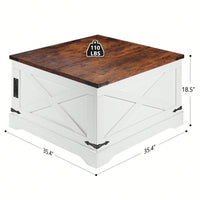 Multi-Functional Vintage White Coffee Table With Lifting Mechanism For Living Room 90CM