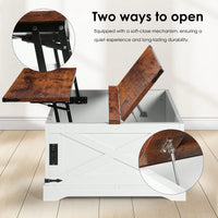 Multi-Functional Vintage White Coffee Table With Lifting Mechanism For Living Room 90CM