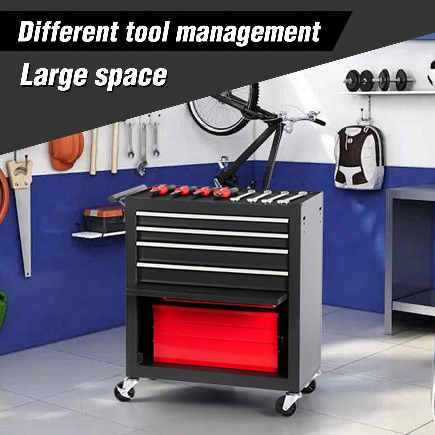 4-Drawer Rolling Tool Chest With Wheels For Garage And Workshop Storage Solutions