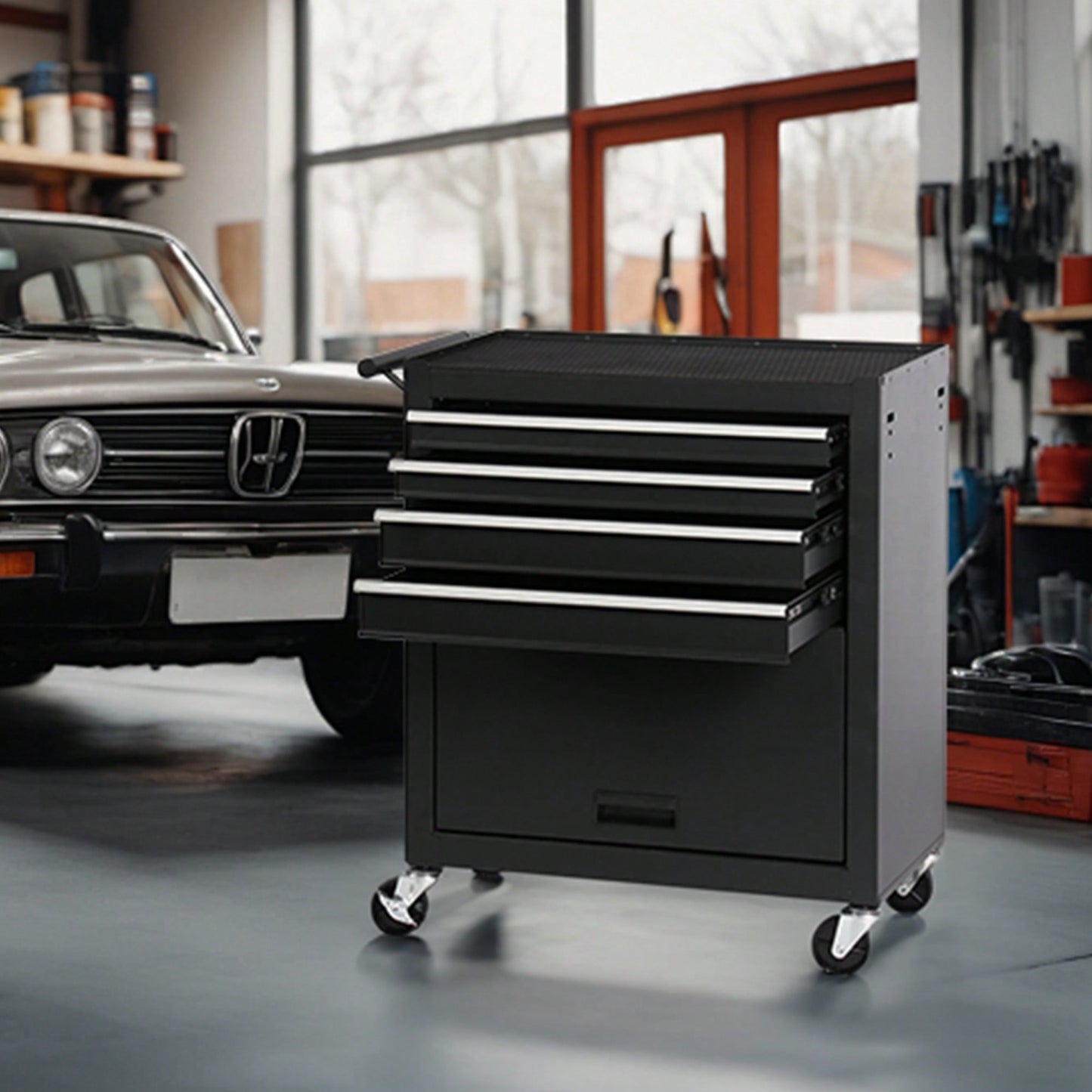 4-Drawer Rolling Tool Chest With Wheels For Garage And Workshop Storage Solutions