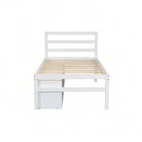 Wood Twin Size Platform Bed With Removable Storage Shelves And Built-In Drawers For Convenient Organization In White