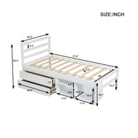 Wood Twin Size Platform Bed With Removable Storage Shelves And Built-In Drawers For Convenient Organization In White