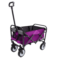 Collapsible Utility Wagon Cart with Strapping System, Supports 225lbs All-Terrain Wheels Purple