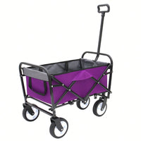 Collapsible Utility Wagon Cart with Strapping System, Supports 225lbs All-Terrain Wheels Purple