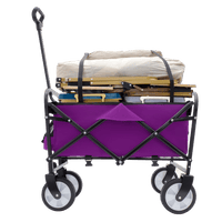 Collapsible Utility Wagon Cart with Strapping System, Supports 225lbs All-Terrain Wheels Purple