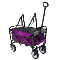 Collapsible Utility Wagon Cart with Strapping System, Supports 225lbs All-Terrain Wheels Purple