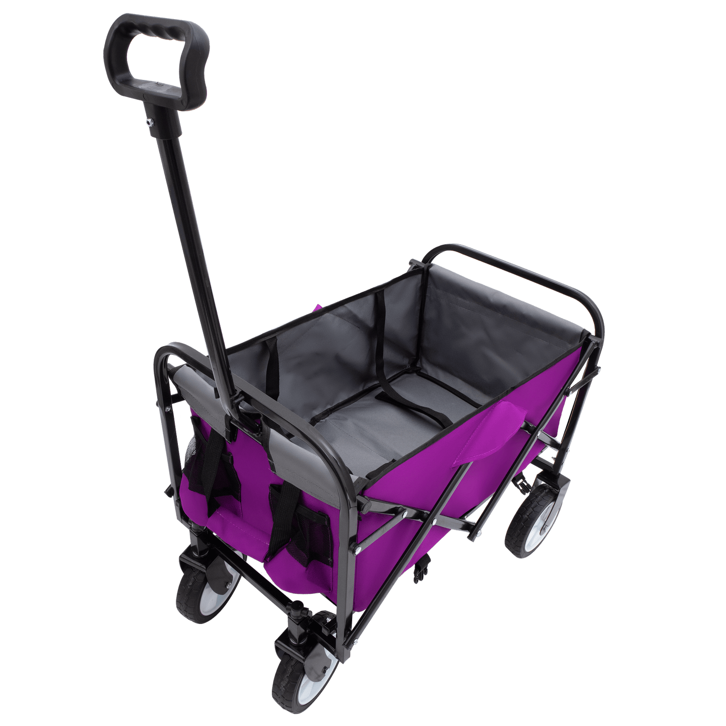 Collapsible Utility Wagon Cart with Strapping System, Supports 225lbs All-Terrain Wheels Purple