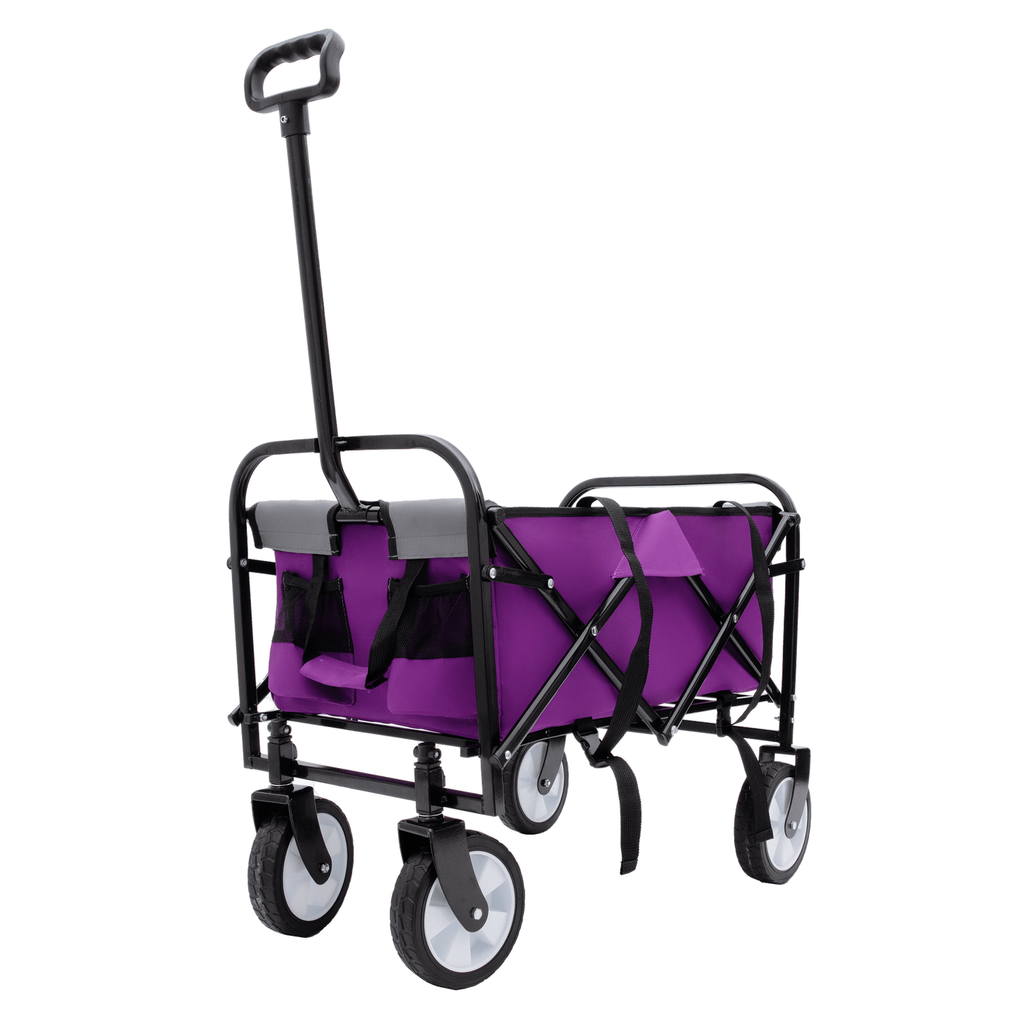 Collapsible Utility Wagon Cart with Strapping System, Supports 225lbs All-Terrain Wheels Purple