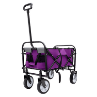 Collapsible Utility Wagon Cart with Strapping System, Supports 225lbs All-Terrain Wheels Purple