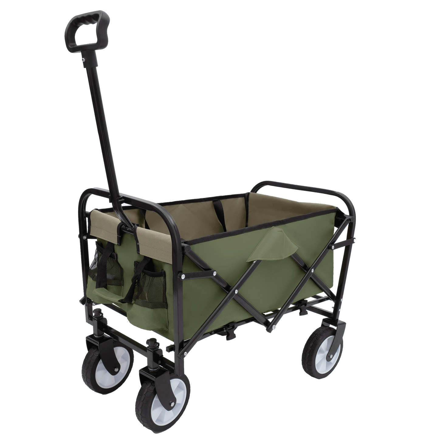 Collapsible Utility Wagon Cart with Strapping System, Supports 225lbs All-Terrain Wheels Purple