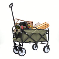 Collapsible Utility Wagon Cart with Strapping System, Supports 225lbs All-Terrain Wheels Purple