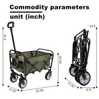 Collapsible Utility Wagon Cart with Strapping System, Supports 225lbs All-Terrain Wheels Purple