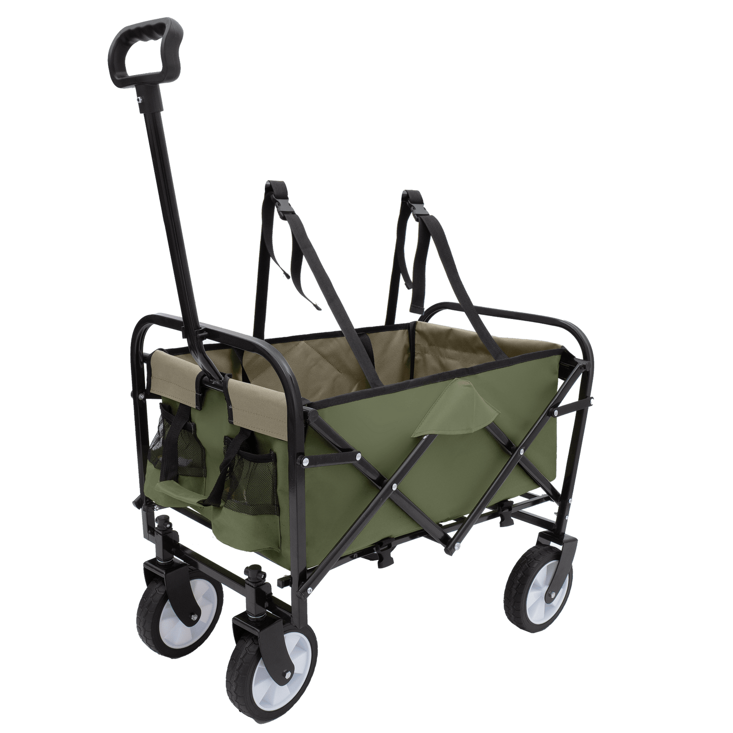 Collapsible Utility Wagon Cart with Strapping System, Supports 225lbs All-Terrain Wheels Purple