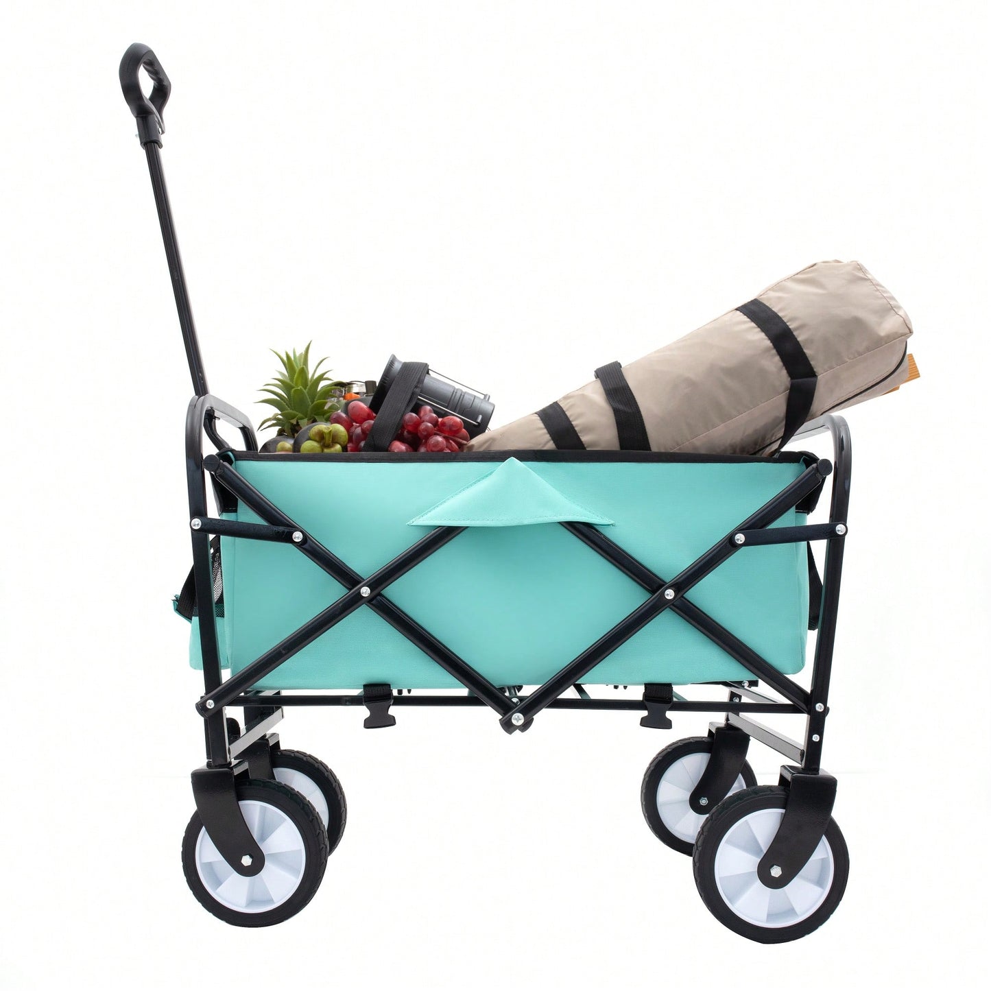 Collapsible Utility Wagon Cart with Strapping System, Supports 225lbs All-Terrain Wheels Purple