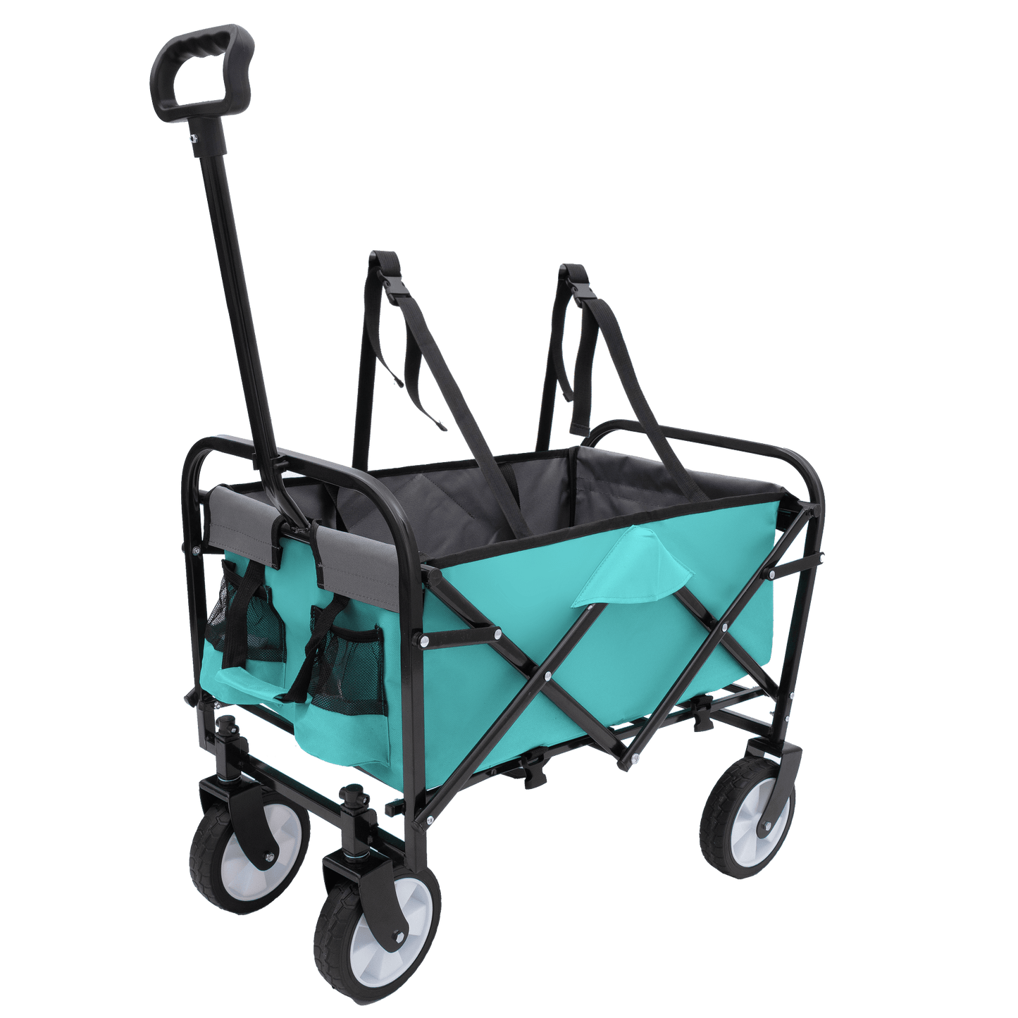 Collapsible Utility Wagon Cart with Strapping System, Supports 225lbs All-Terrain Wheels Purple