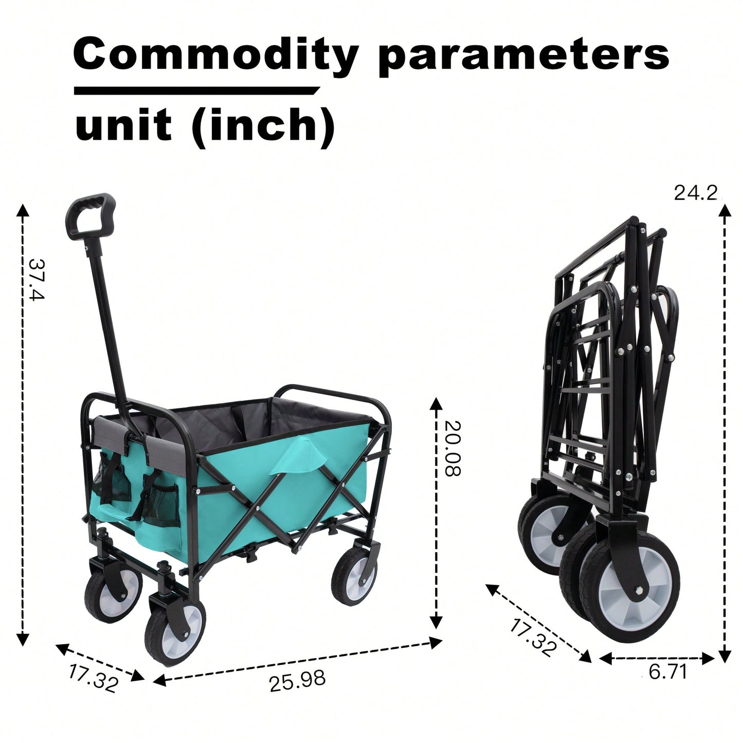 Collapsible Utility Wagon Cart with Strapping System, Supports 225lbs All-Terrain Wheels Purple