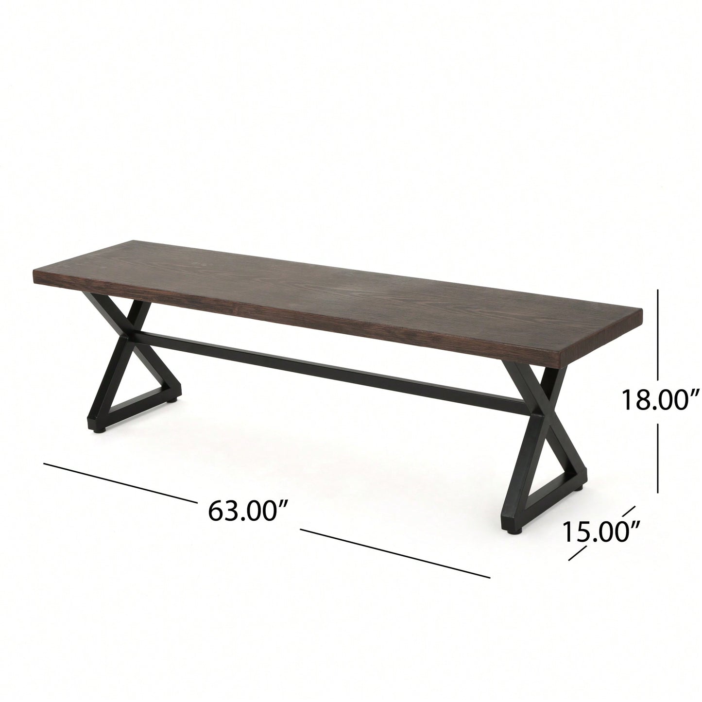 Durable Outdoor Aluminum Dining Bench With Steel Frame In Grey And Black