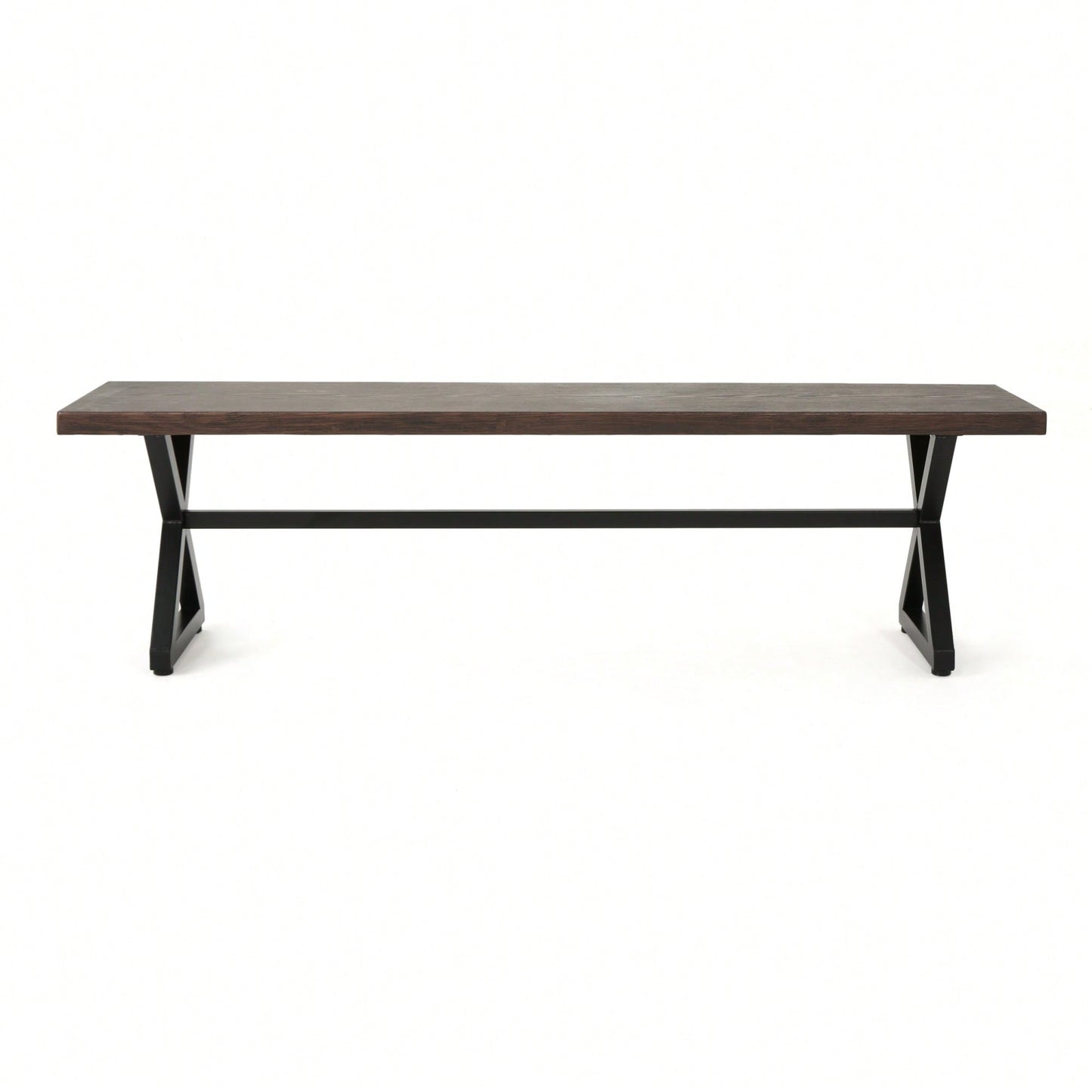 Durable Outdoor Aluminum Dining Bench With Steel Frame In Grey And Black