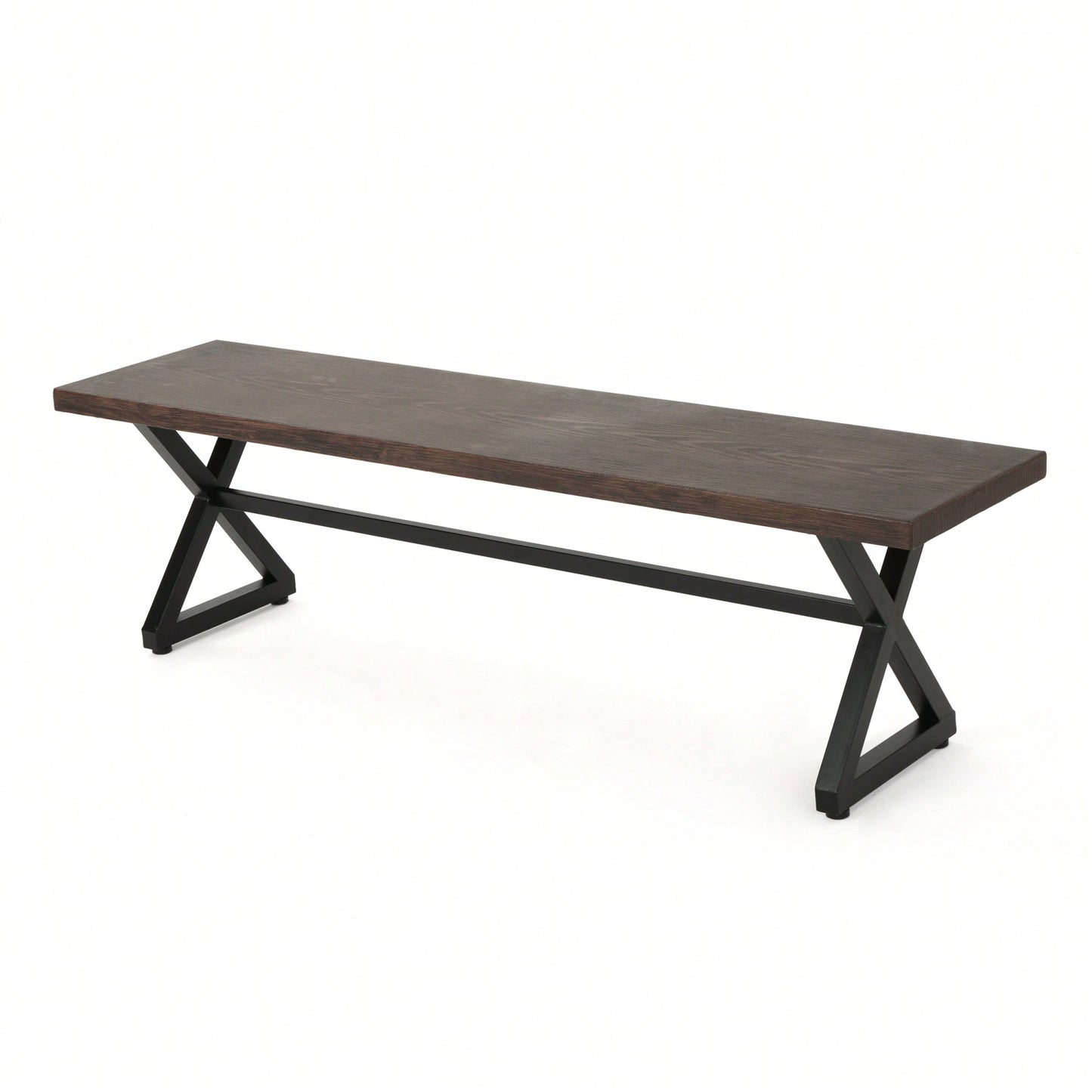 Durable Outdoor Aluminum Dining Bench With Steel Frame In Grey And Black