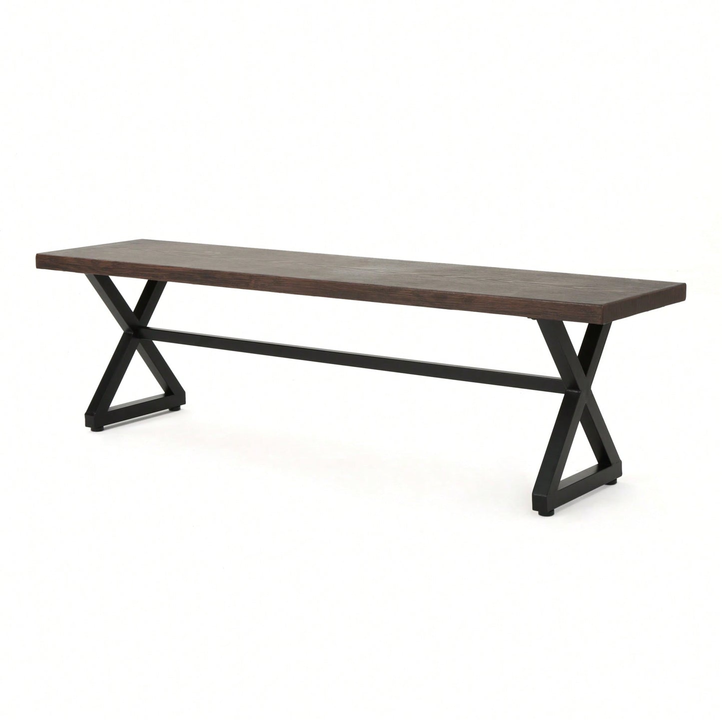 Durable Outdoor Aluminum Dining Bench With Steel Frame In Grey And Black