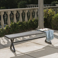 Durable Outdoor Aluminum Dining Bench With Steel Frame In Grey And Black