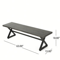 Durable Outdoor Aluminum Dining Bench With Steel Frame In Grey And Black