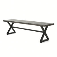 Durable Outdoor Aluminum Dining Bench With Steel Frame In Grey And Black