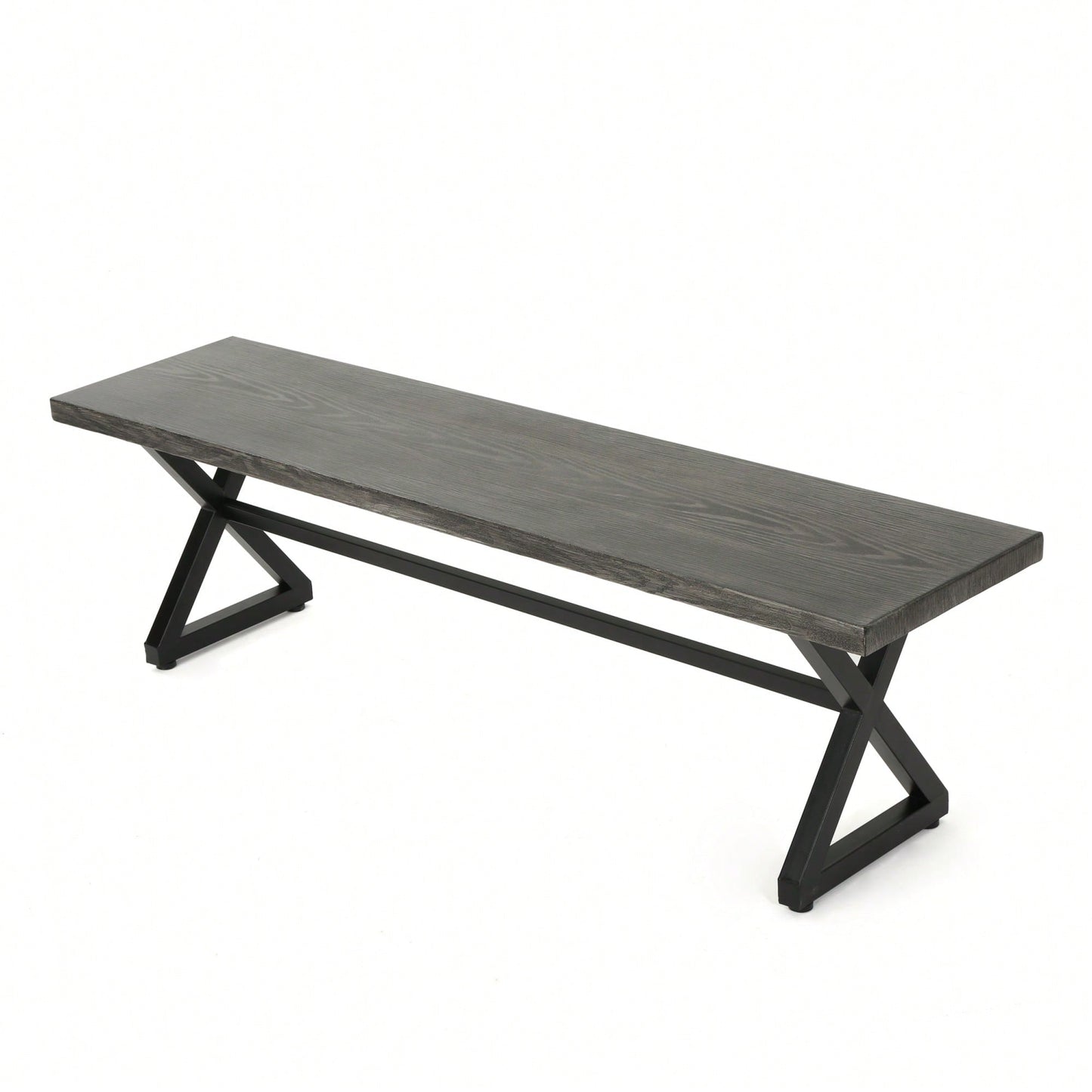 Durable Outdoor Aluminum Dining Bench With Steel Frame In Grey And Black