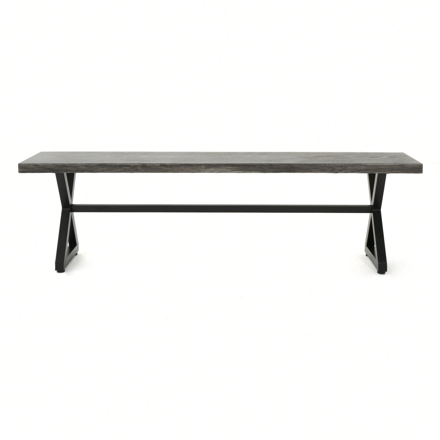 Durable Outdoor Aluminum Dining Bench With Steel Frame In Grey And Black