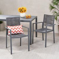 Stylish Outdoor Aluminum Dining Chairs With Rope Seat Set Of 2 Dark Gray And Black