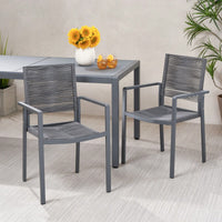 Stylish Outdoor Aluminum Dining Chairs With Rope Seat Set Of 2 Dark Gray And Black