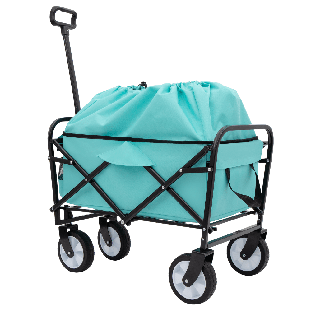 Heavy Duty Collapsible Beach Wagon Utility Cart For Camping Shopping Gardening Fishing Supports 225lbs All-Terrain Wheels Green