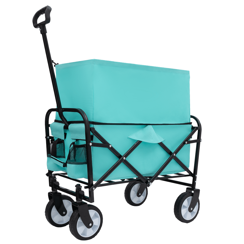 Heavy Duty Collapsible Beach Wagon Utility Cart For Camping Shopping Gardening Fishing Supports 225lbs All-Terrain Wheels Green