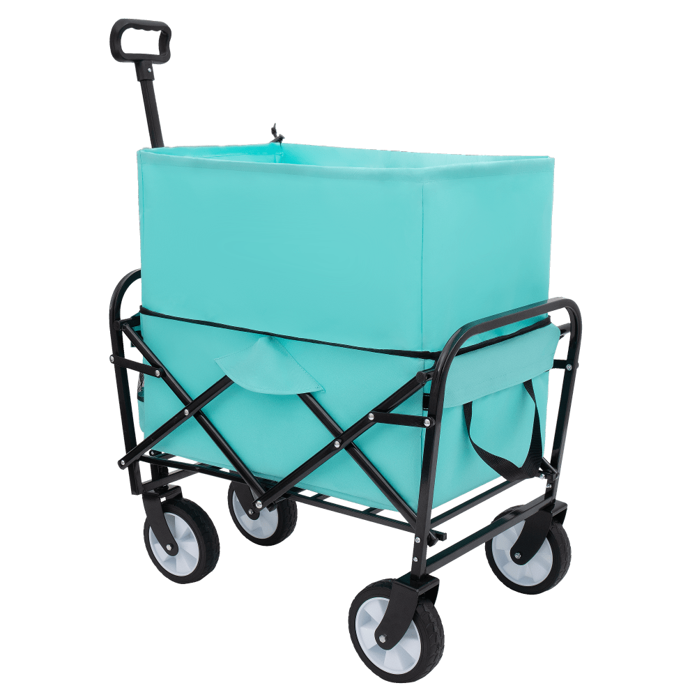 Heavy Duty Collapsible Beach Wagon Utility Cart For Camping Shopping Gardening Fishing Supports 225lbs All-Terrain Wheels Green