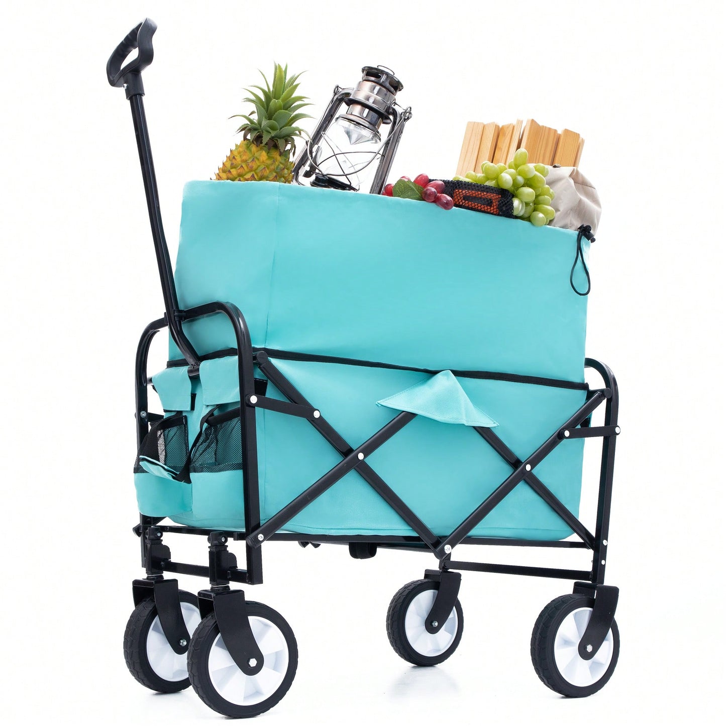 Heavy Duty Collapsible Beach Wagon Utility Cart For Camping Shopping Gardening Fishing Supports 225lbs All-Terrain Wheels Green