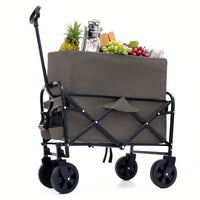 Heavy Duty Collapsible Beach Wagon Utility Cart For Camping Shopping Gardening Fishing Supports 225lbs All-Terrain Wheels Green